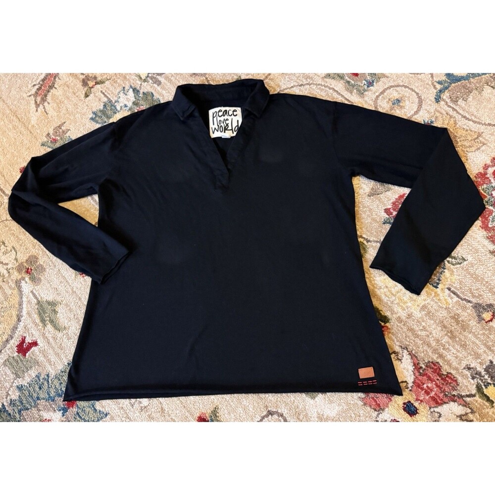 Peace Love World  Black Long Sleeve Top XS